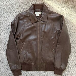 Jcrew brown real leather jacket